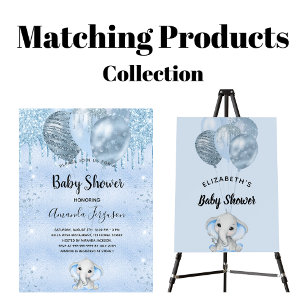 Baby Dusche blauer Glitzer Junge glamourös Einladung