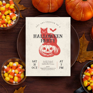 Vintag Spooky Pumpkin Cat and Bat Halloween Runder Aufkleber