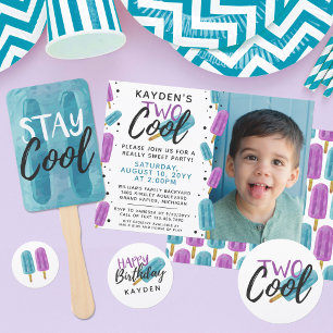 ZWEI COOLE Kinder 2. Geburtstag Sommereis Pop Foto Einladung