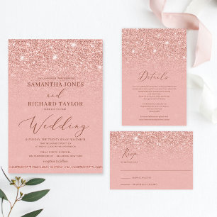 Bling Rose Gold Hochzeitsbrunch Aufstieg und Glanz Einladung