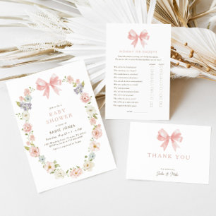 Girls' Pink Bow Mommy or Daddy Baby Showspiel