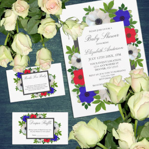 Patriotic Panda Anemone Baby Shower Einladung