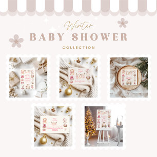Pink Christmas Girl Collage Baby Dusche Einladung