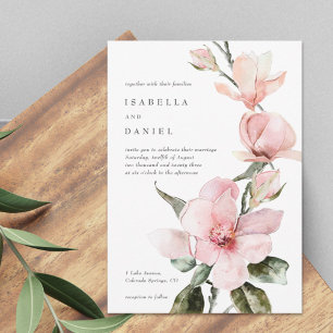 Classy Green Watercolor Magnolia Wedding Einladung