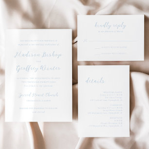 Bold Script Powder Blue Elegant Wedding Einladung
