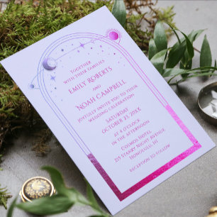 Celestial Lavender Pink Sun Moon Wedding Einladung