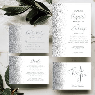 Moderne weiße Karte mit Silber-Glitter-Rand