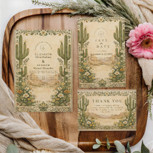 Erdige Botanische Wüstenhochzeit Dankeskarte