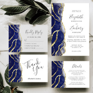 Blaue Tinte Gold Hochzeit Danke Karte