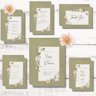 Driving Boho Floral Frame Sage Danke Karte