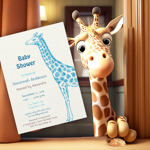 Giraffe Baby Girl Duwer Einladungen