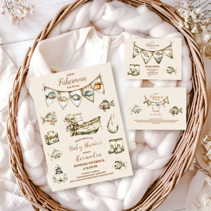 Little Fisherman Fishing Baby Showe Diapper Raffle Begleitkarte