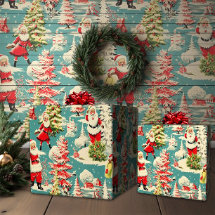Retro Santa Wonderland Geschenkpapier Set