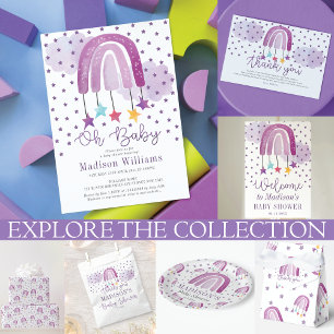 Lila Rainbow Baby Dusche Dankeskarte
