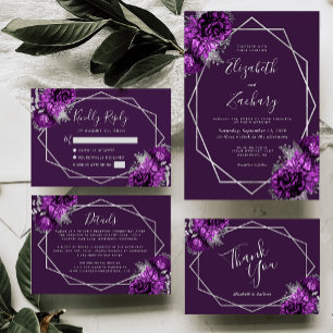 Lila Bläsersilbergeometrische Hochzeit Dankeskarte