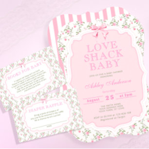 Liebe Shack Pink Babydusche Windeln Raffel Tickets Begleitkarte