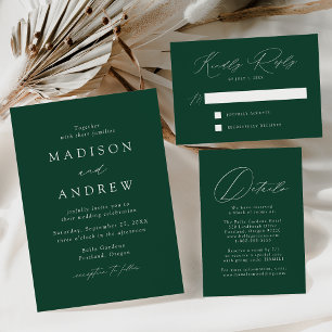 Moderne Elegance Green and Gold Wedding Folie Einladungspostkarte