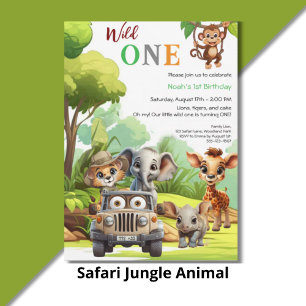 Wild One Jungle-Safari-Geburtstagsbanner – 1. Gebu Poster