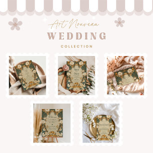 Art Nouveau Gold Botanische Botanische Hochzeit Einladung