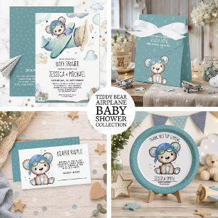 Teddy Bear Airplane   Kinderdusche per Post Einladung