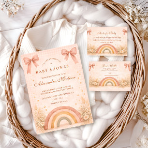 Terrakotta-Boho-Regenbogen-Baby-Shower-Windel-Raff Begleitkarte