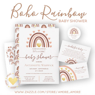 Rainbow Blink Pink Beige Boho Geschenkpapier Set