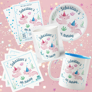 Baby Axolotl White Geburtstagsparty Einladung