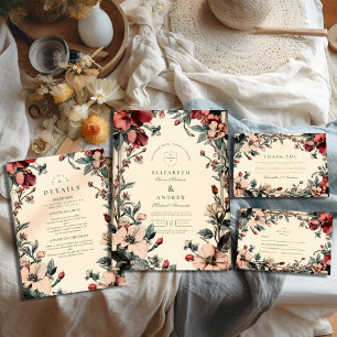 Stilvolle Hochzeit im floralen Jugendstil Save The Date