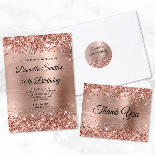 Glittery Rose Gold Foil 50. Geburtstag Keramik Ornament