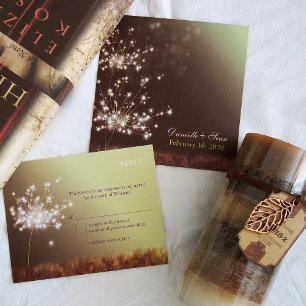 Abend Meadow Dandelions Burgundy Wedding Einladung