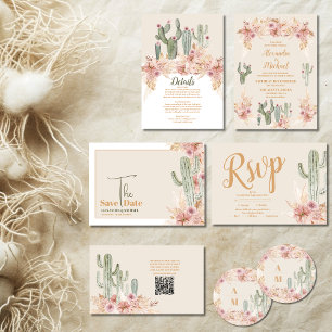 Boho Desert Cactus Wedding Runder Aufkleber