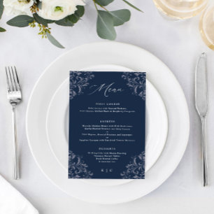 Elegant Navy Blue Vintage Hochzeiten Einladungen