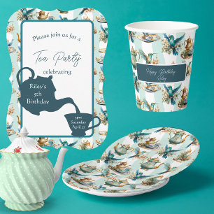 Hummingbird Birthday Tee Party Pappteller