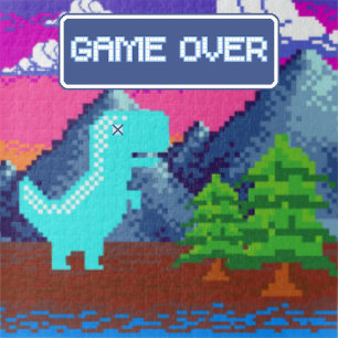 Lustige Pixel Gamer Pixelart-Dinosaurier-Illustrat Puzzle