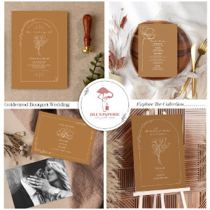 Vintager floraler Rustikaler Goldenrod Hochzeitcod All In One Einladung