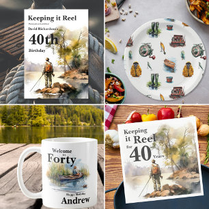 Willkommen beim 40 Men's Watercolor Geburtstagsfis Poster