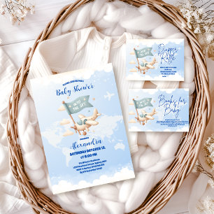 Flugzeug Adventure erwartet Baby Shower Pappteller