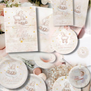 Little Sheep Lamb Dreamy Star First Christmas Keramik Ornament