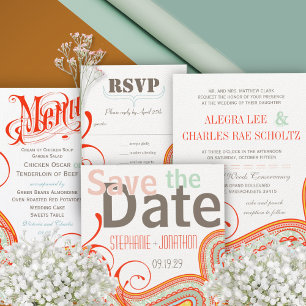 Orange Coral Terracotta Paisley Wedding