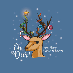 OH DEER   Funny Christmas Puff Feiertagskarte