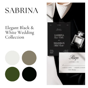 Elegante schwarze und weiße Hochzeitsplatzkarte Tischnummer