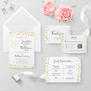 Wedding Guest Info Gold Glitzer Confetti einfügen Begleitkarte
