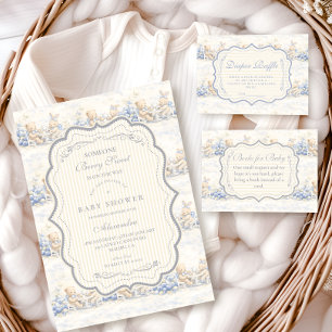 Berry Sweet Blue Toile Kinderparty Geschenke-Raffl Begleitkarte