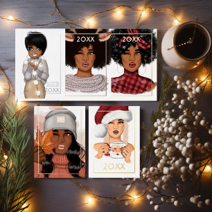 Stilvolle afrikanisch-amerikanische gemütliche Wei Folien Feiertagskarte