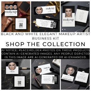 Schwarze und weiße elegante Foto-Make-up-Artist-Ka Visitenkarte