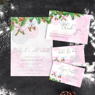 Christmas Pink Girl Baby Dusche Hot Chocolate Bar Poster