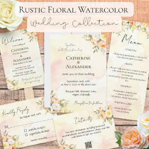 Elegant Rustikale Aquarell-Hochzeit mit schöner fl RSVP Karte