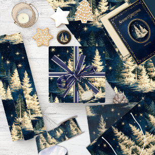 Vintage-Weihnachtsstern-Winterwald Runder Aufkleber