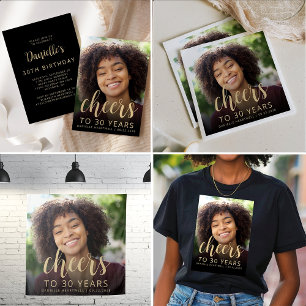 Custom Foto Cheers 30. Geburtstag Party T-Shirt