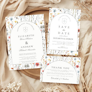 Elegante Wildblumen-Botanische Hochzeit Dankeskarte